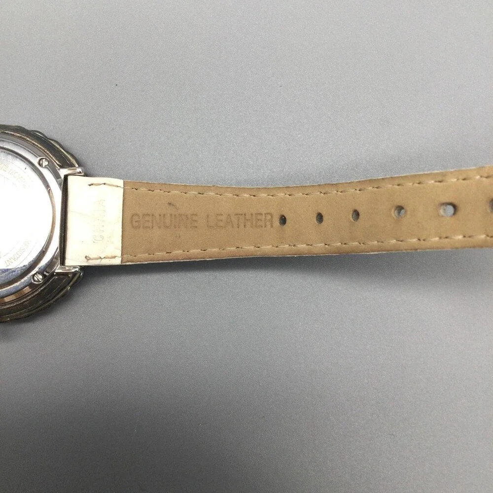 Ecclissi Womens Watch 37mm Sterling Silver MOP Dial Leather 23890 New Battery